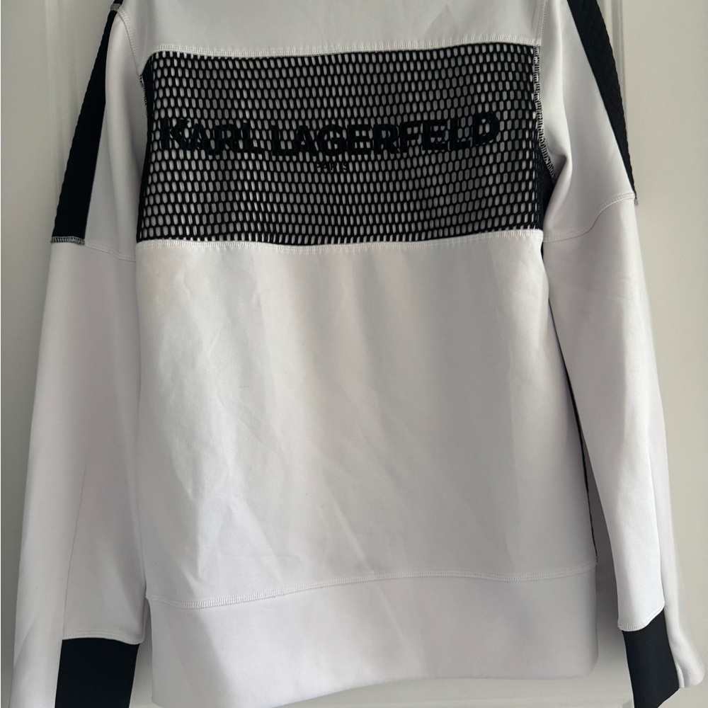 Karl Lagerfeld Black and White Crewneck Sweater
